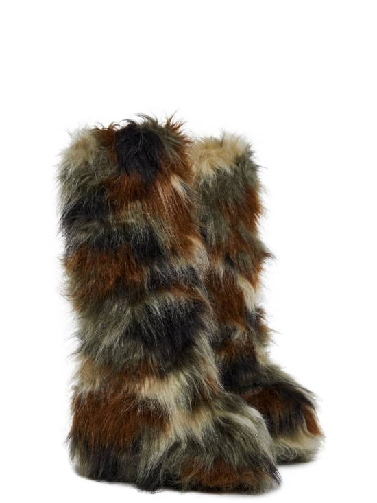 Current Mood Shoes - Current Mood Multicolor Faux Fur Platform Boots in Brown and Black